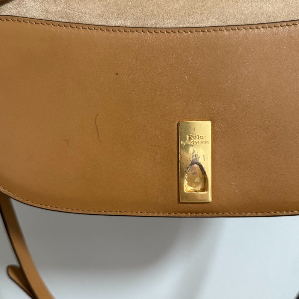 Polo Ralph Lauren Polo ID convertible leather clutch crossbody bag camel brown - Picture 8 of 15